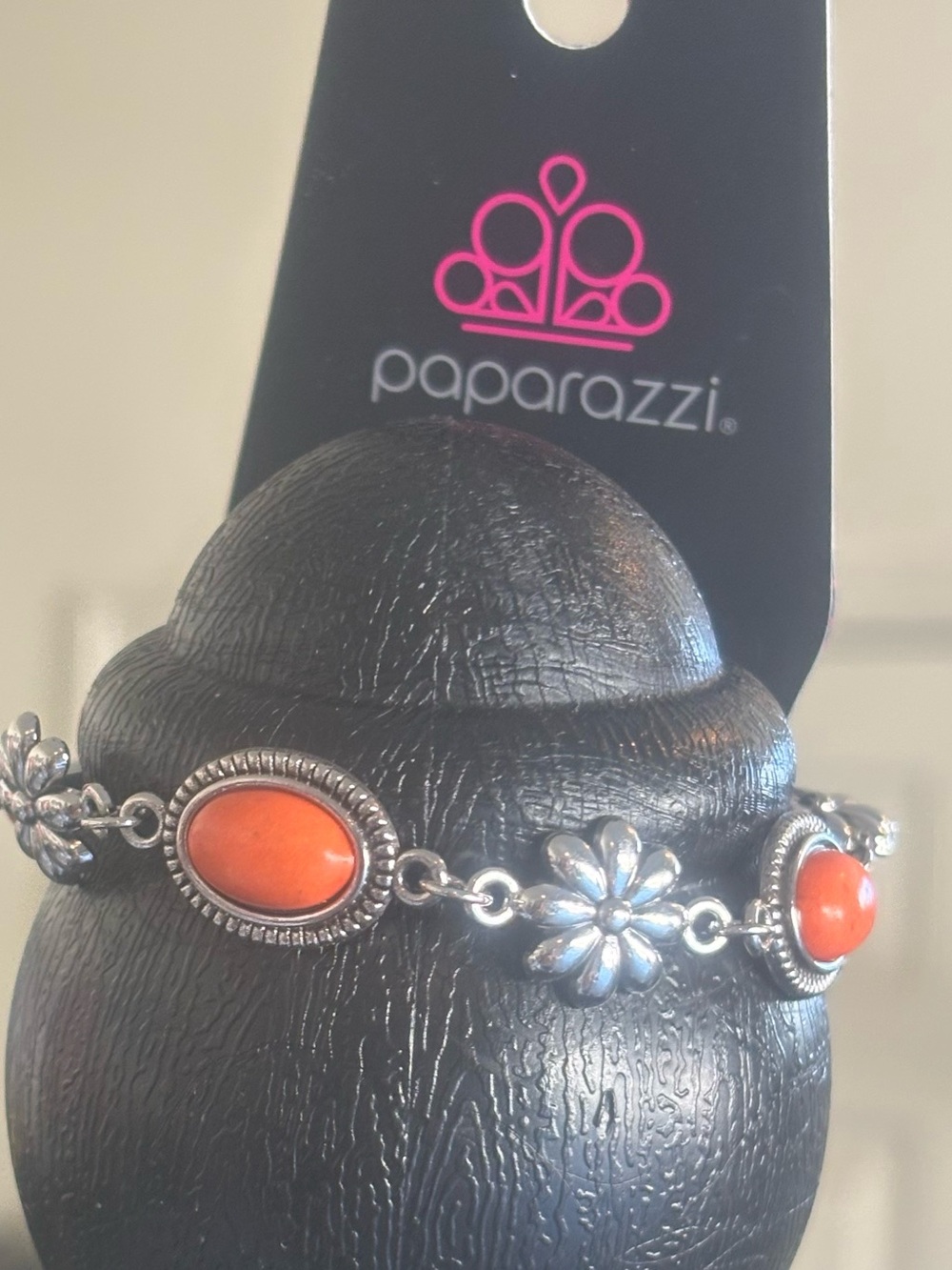Paparazzi Orange Floral Link Bracelet